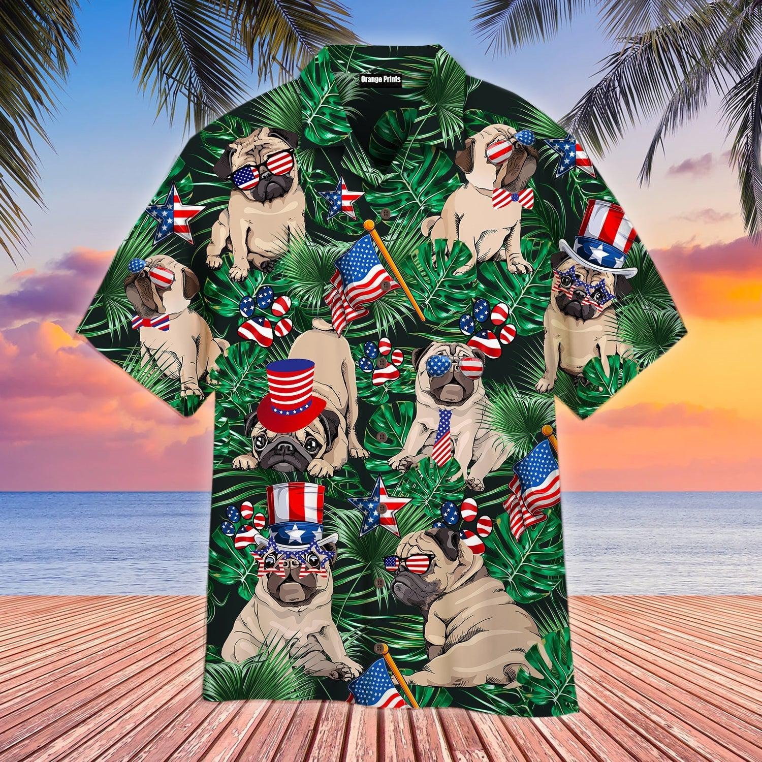 4th Of July Independence Day Happy Pug Hawaiian Shirt