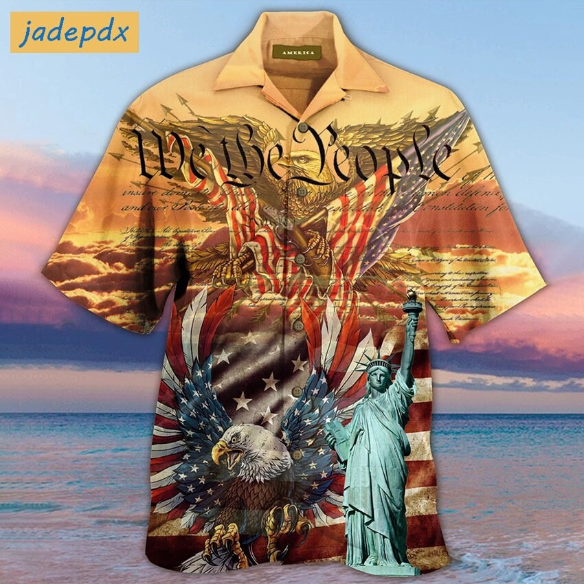 We The People American Flag Eagle Statue Of Liberty Hawaiian Shirt