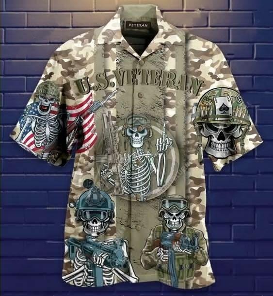 Veterans Skull Hawaiian Shirt
