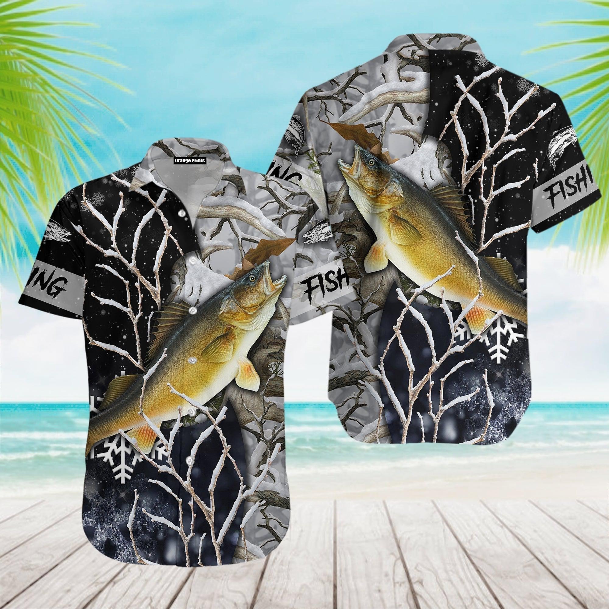 Walleye Ice Fishing Gear Hawaiian Shirt