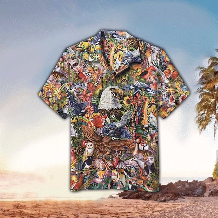 Retro Bird Breeds Hawaiian Shirt