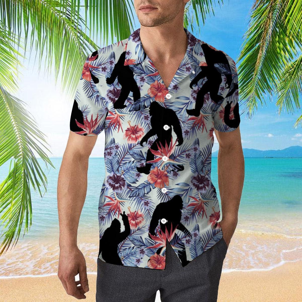 Tropical Flowers Bigfoot Camping Hawaiian Shirt