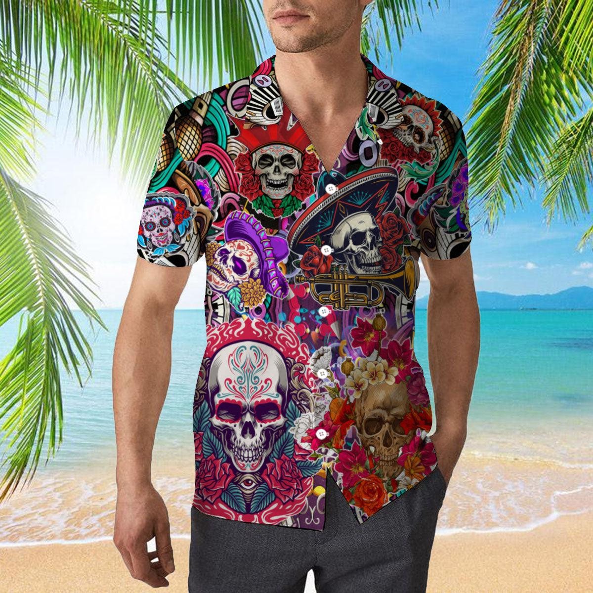 Cool Skull Day Of The Dead Hawaiian Shirt