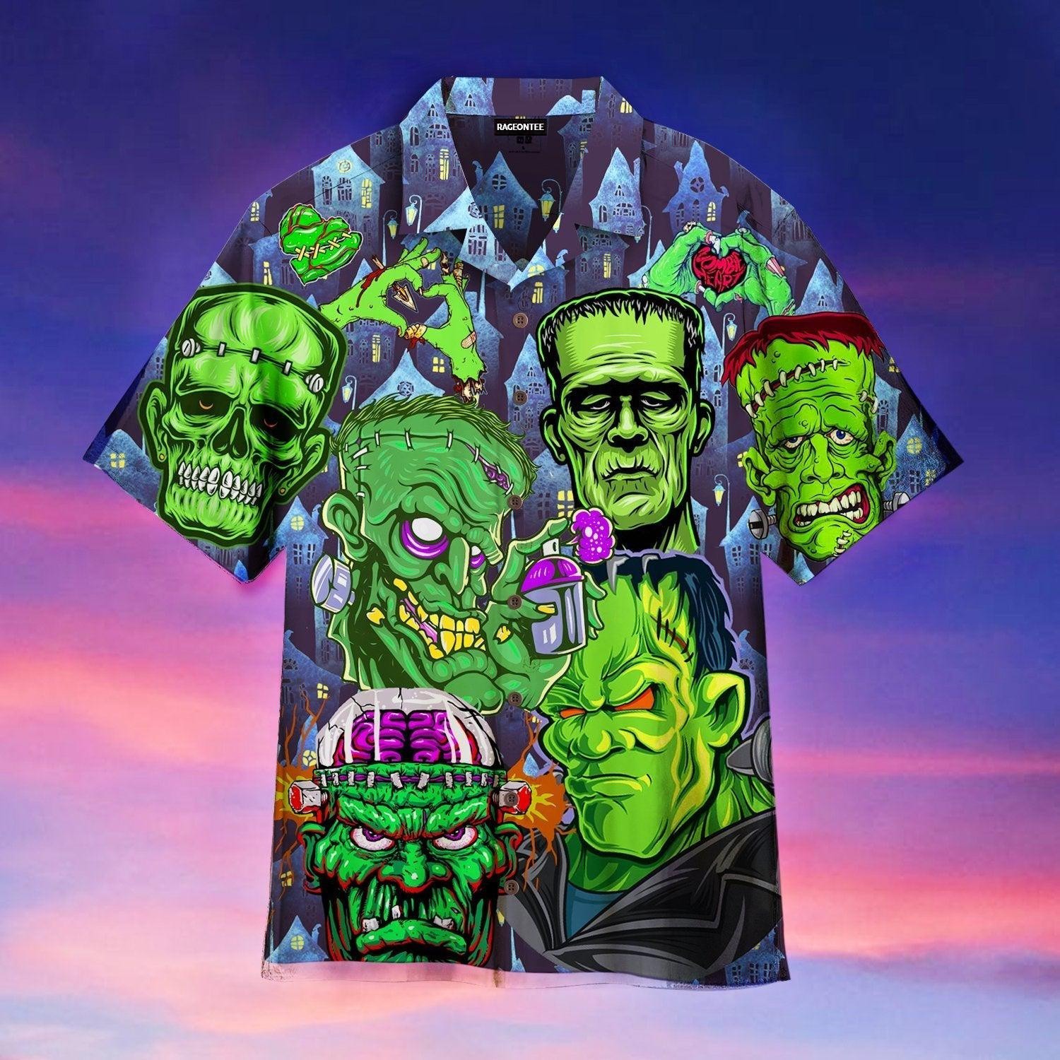 The Heart Of Frankenstein Halloween Hawaiian Shirt