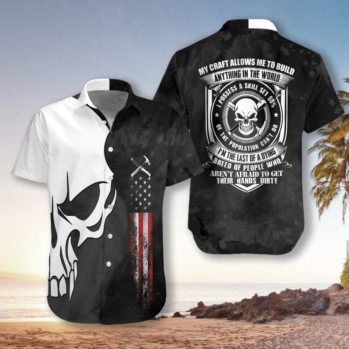 Roofer Proud Skull Hawaiian Shirt