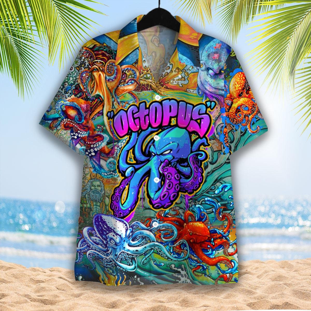Octopus Colorful Hippie Hawaiian Shirt
