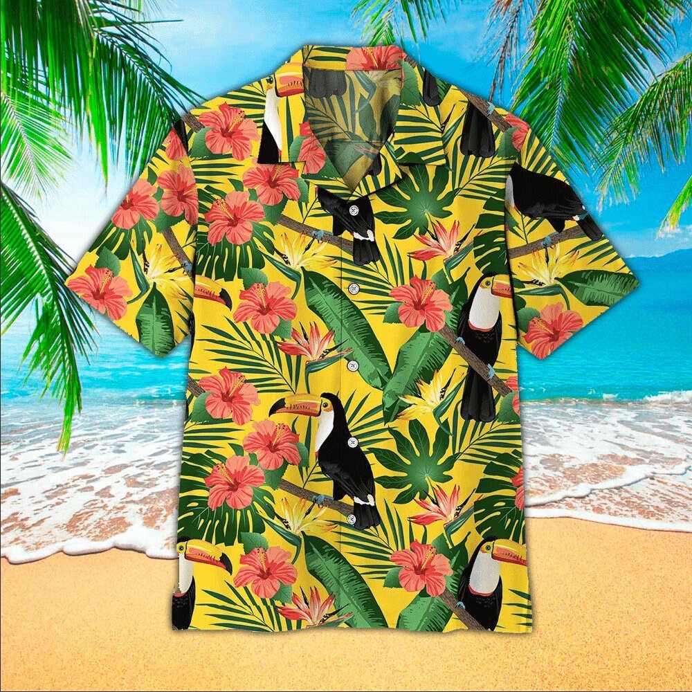 Toucan Hibiscus Flower Hawaiian Shirt