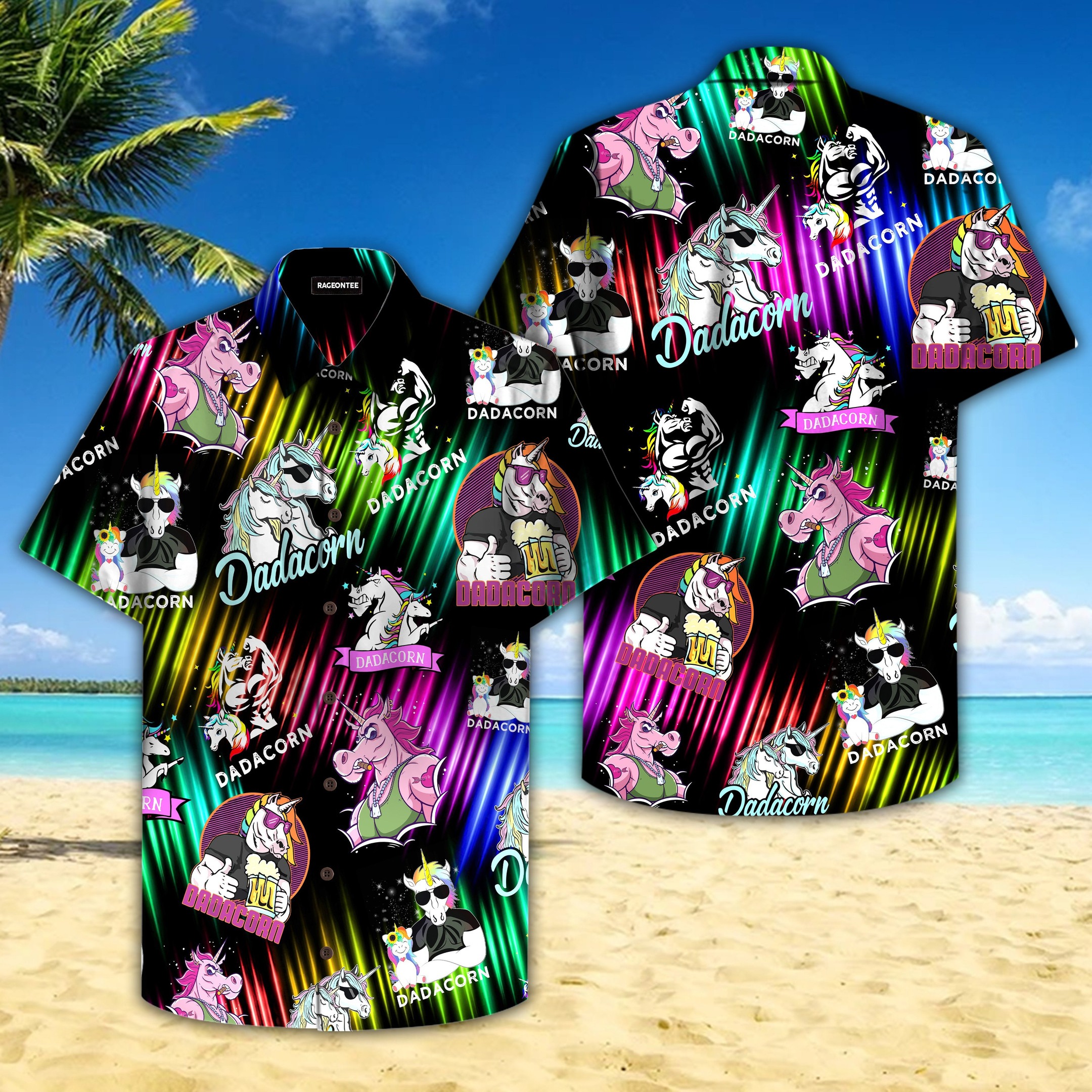 Dad Dadacorn Neon Hawaiian Shirt