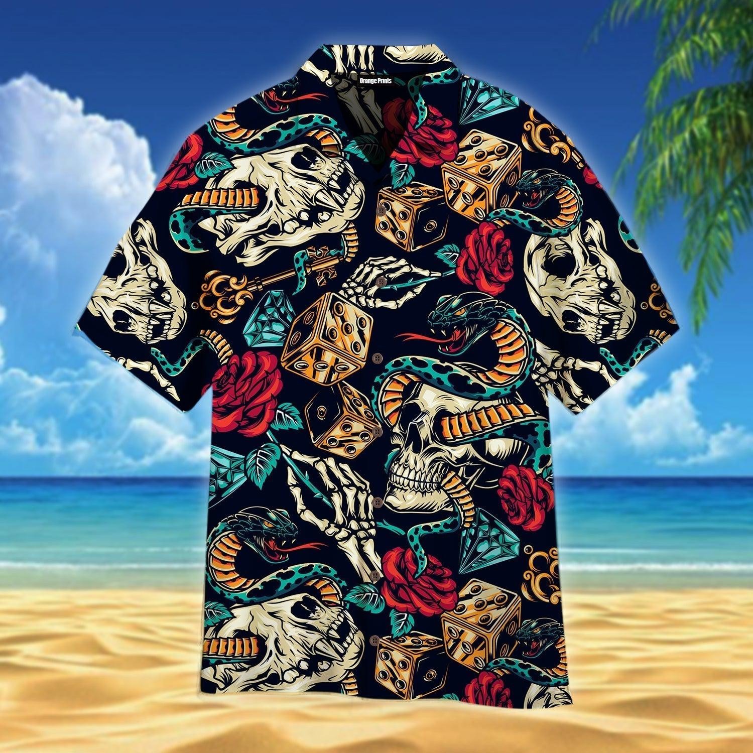 Vintage Colorful Skull Hawaiian Shirt