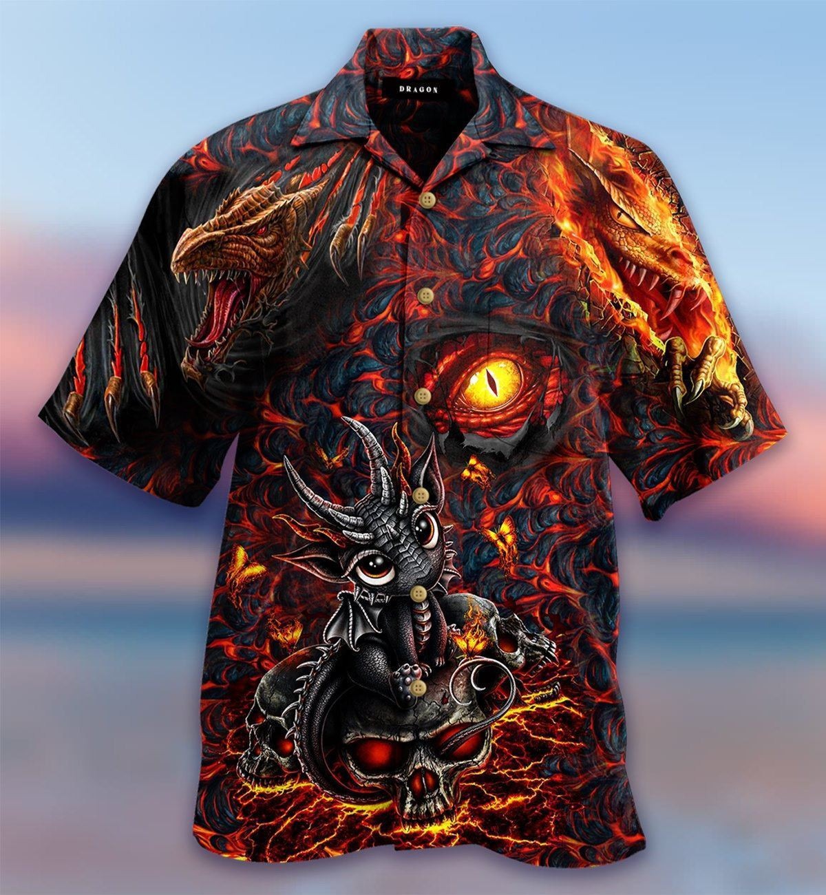 Dragon Skull Lava Hawaiian Shirt