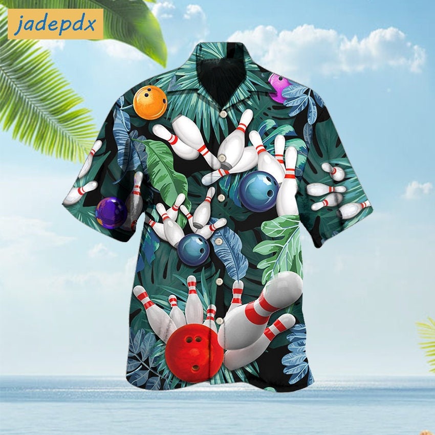 Bowling Tropical Leaf Hawaiian Shirt