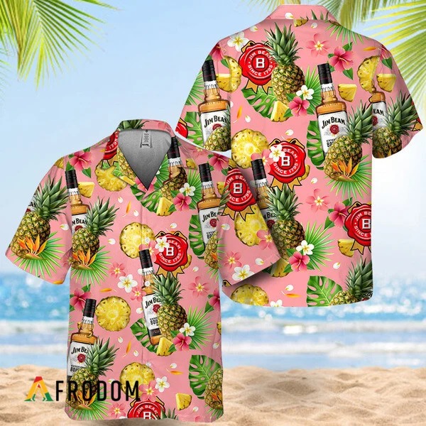 Floral Pineapple Jim Beam Hawaiian Shirt