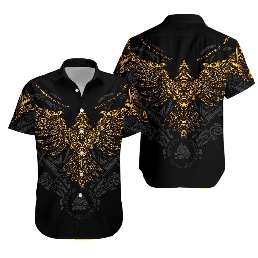 Viking Huginn Gold Hawaiian Shirt