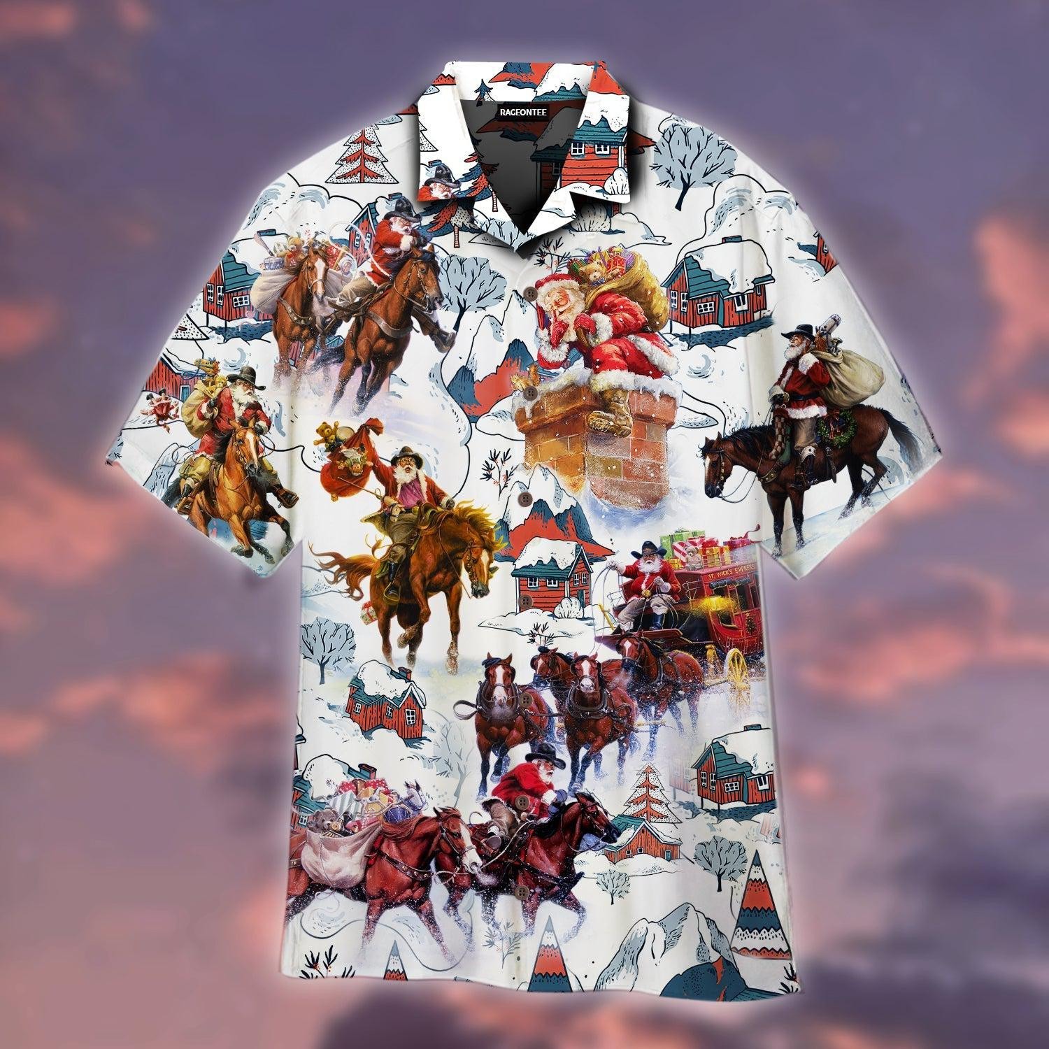Vintage Santa Cowboy Hawaiian Shirt