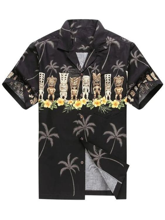 Awesome Black Tiki Hawaiian Shirt