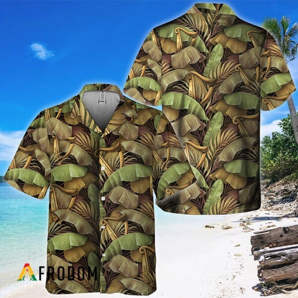 Abstract Banana Leaves Guinness Hawaiian Shirt