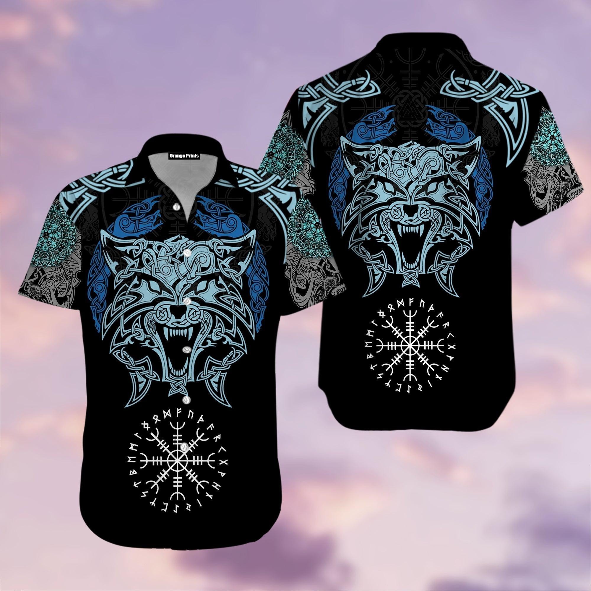 Viking Wolf Tattoo Hawaiian Shirt