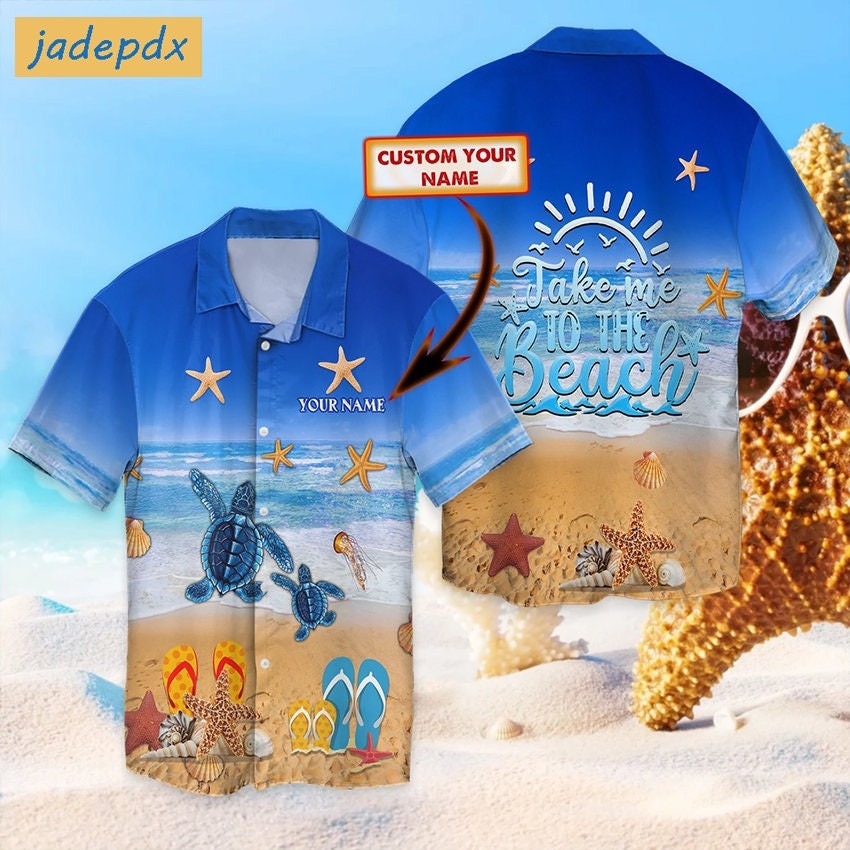 Take Me To The Beach Turtle And Sea Creature Custom Hawaiian Shirt