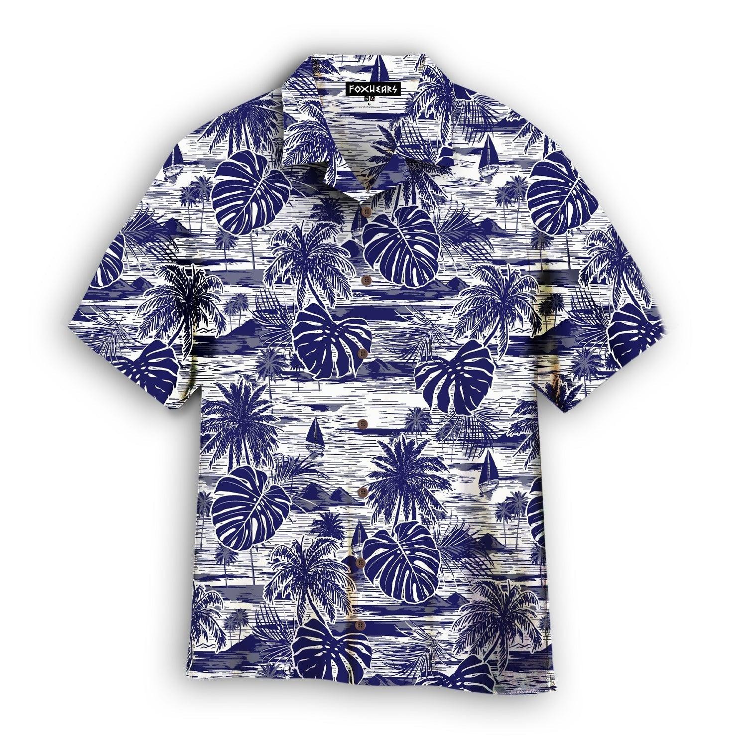Blue Retro Hawaii Island Hawaiian Shirt