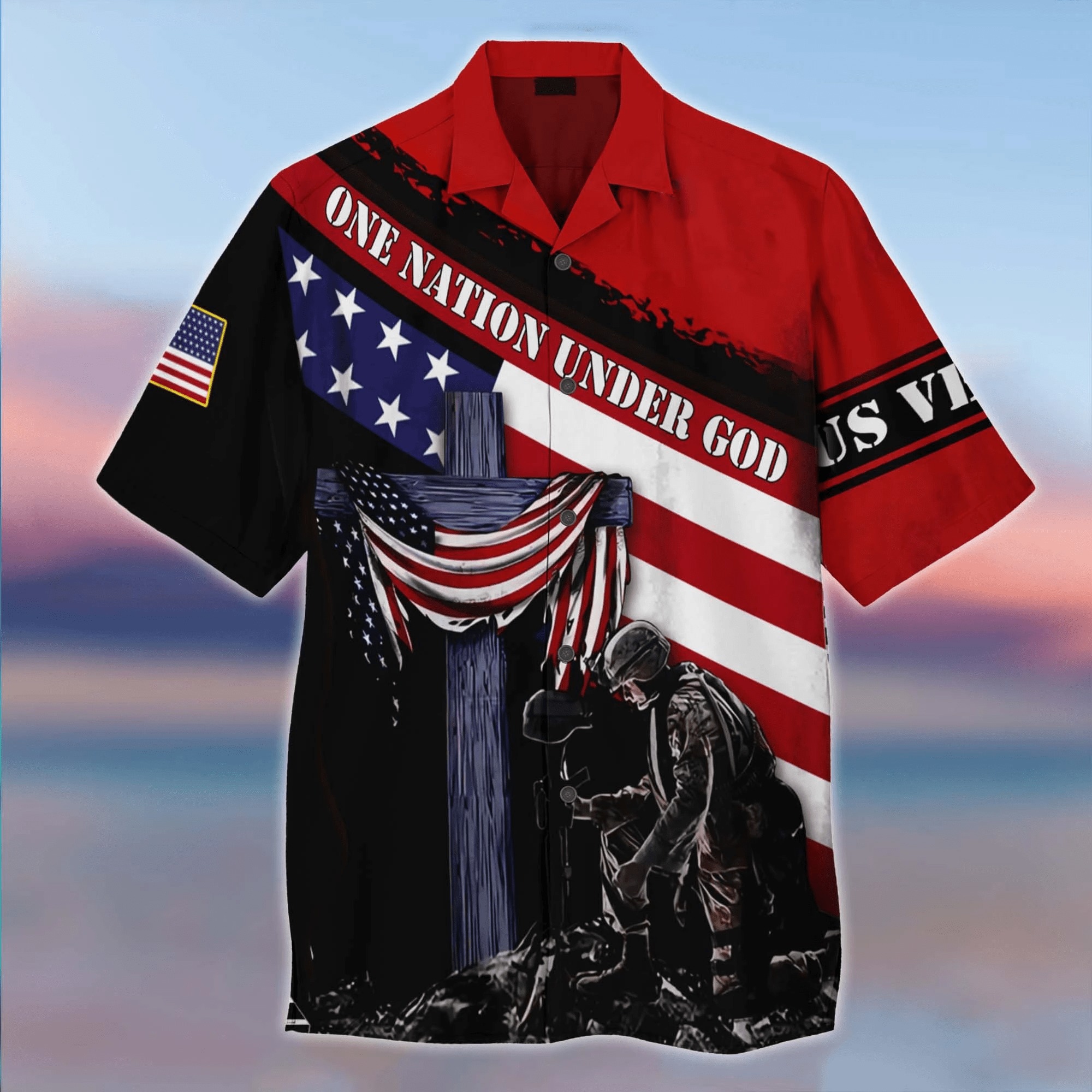 One Nation Under God US Veteran Hawaiian Shirt