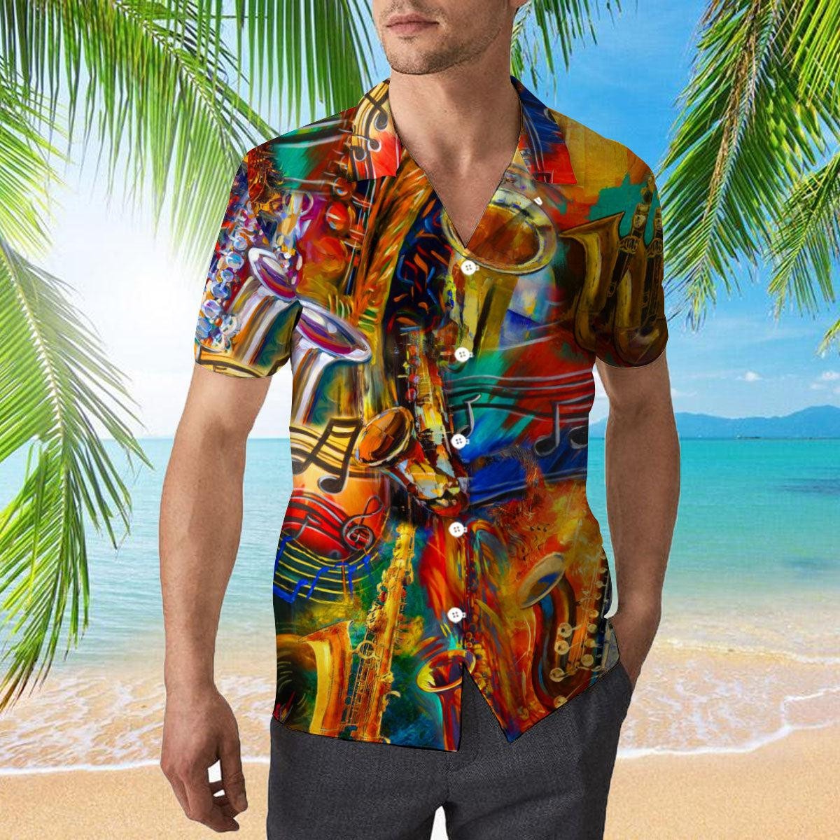 Colorful Saxophone Music Hawaiian Shirt