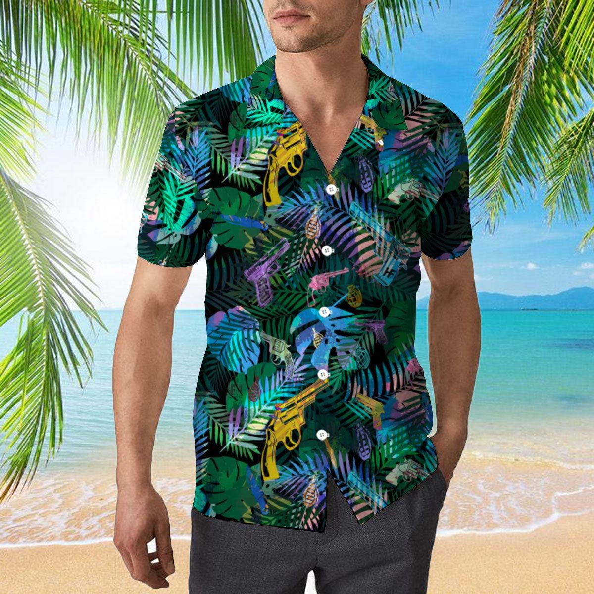Tropical Gun Lover Pattern Hawaiian Shirt