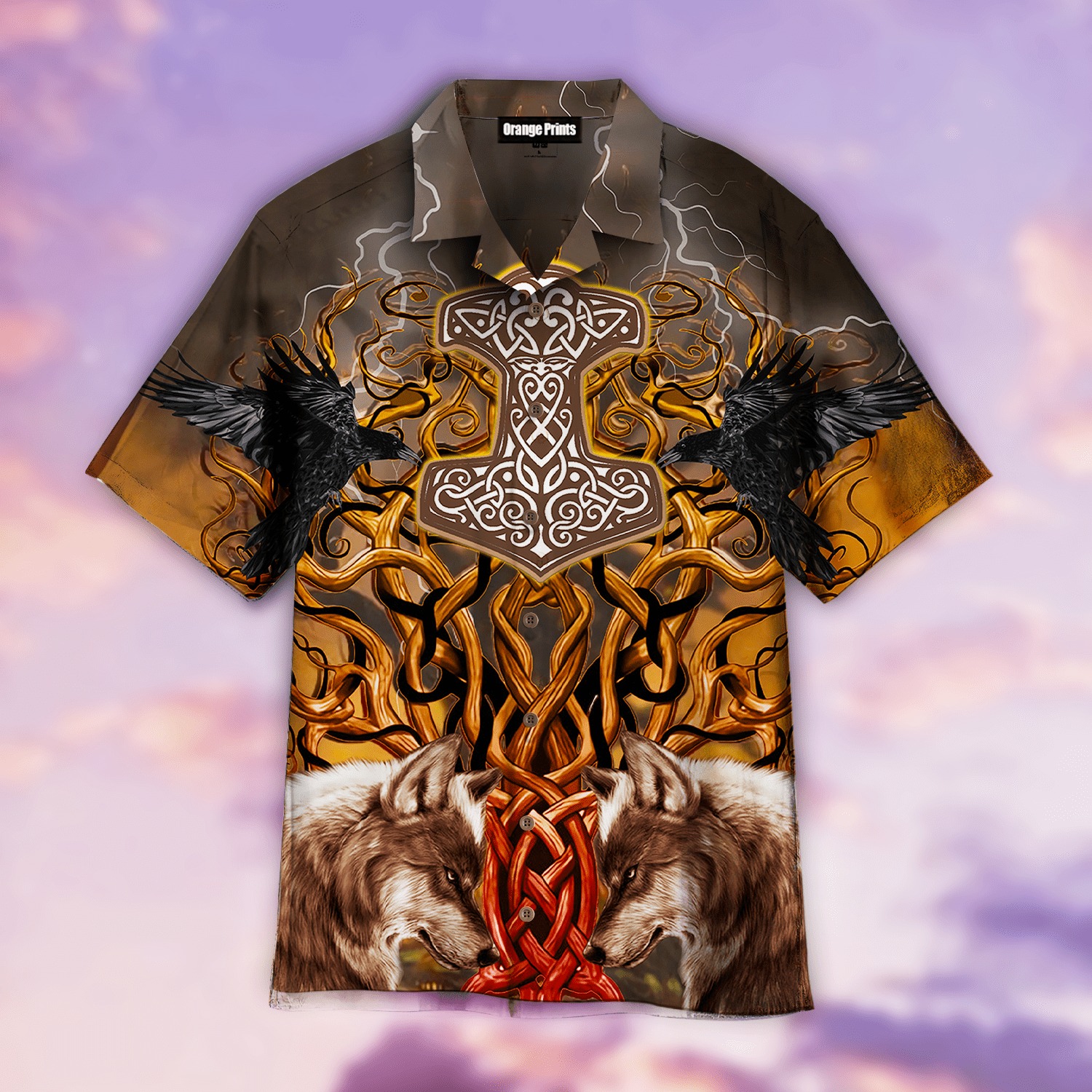 Tree Of Life Odins Raven Fenrir Mjolni Hawaiian Shirt