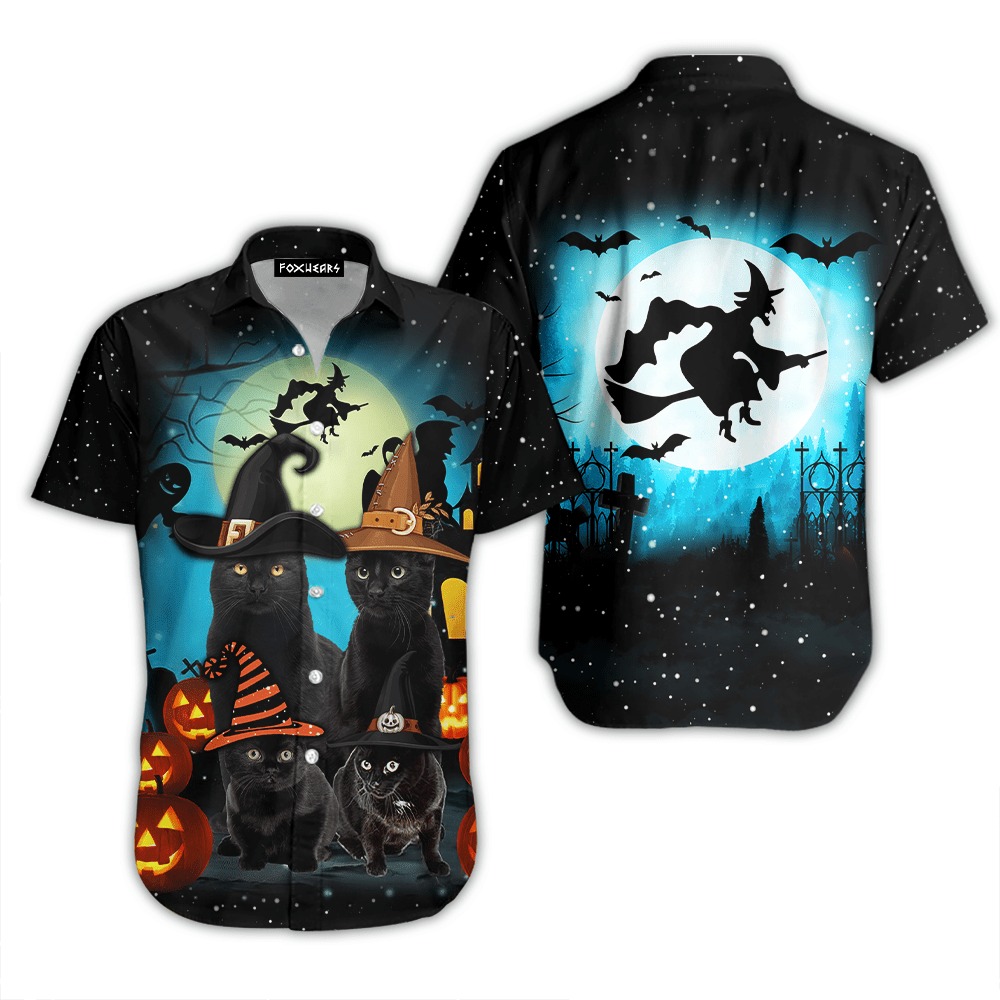 Black Cat Family Hawaiian Shirt