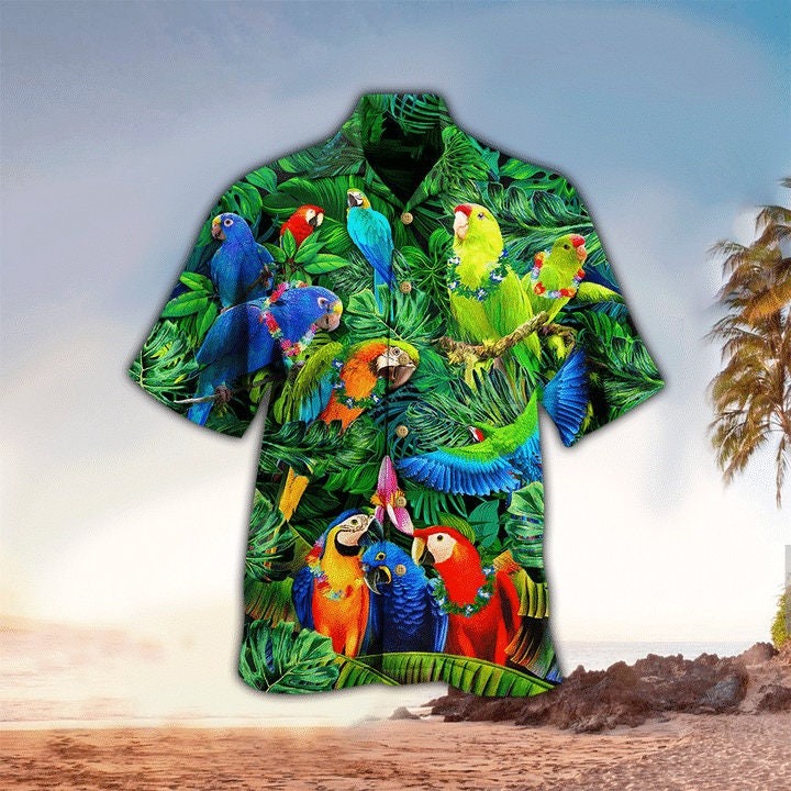 Parrot Couple Love Happiness Jungle Unisex Hawaiian Shirt