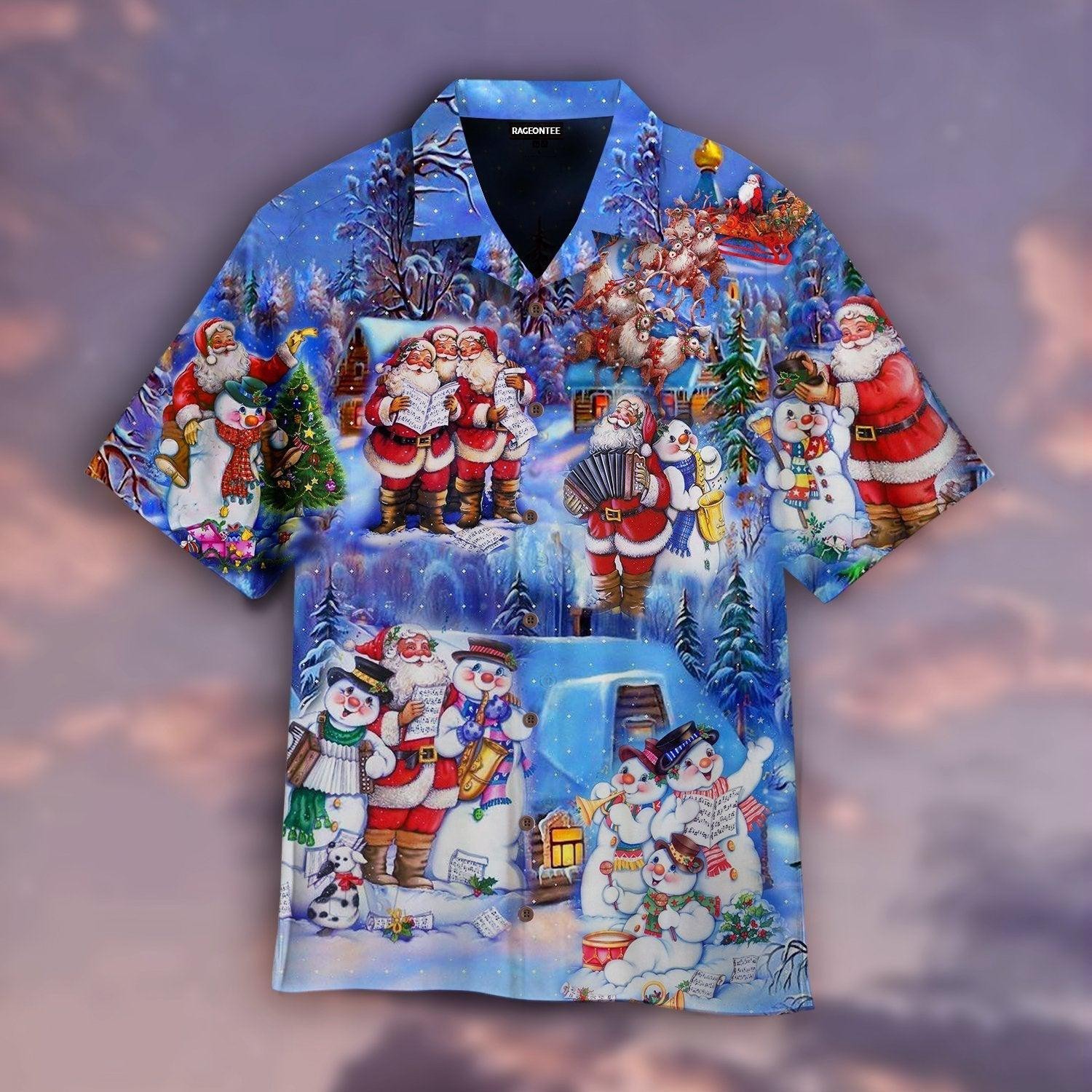 Santa And Snowman Best Friends Christmas Hawaiian Shirt