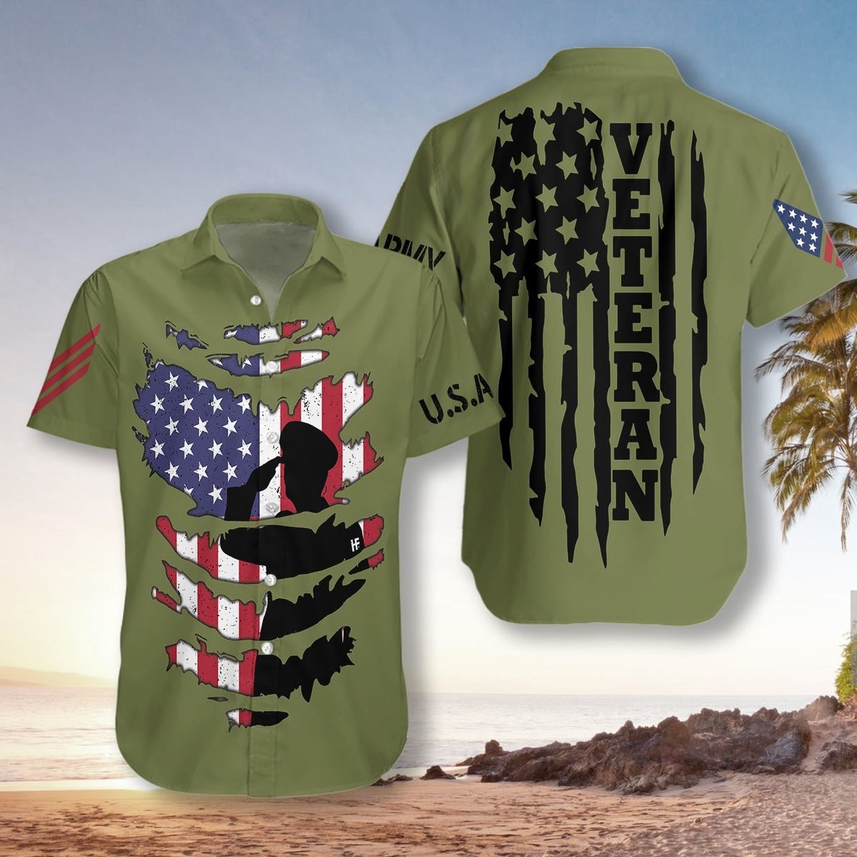 Proud Veterans Silhouette Unisex Hawaiian Shirt