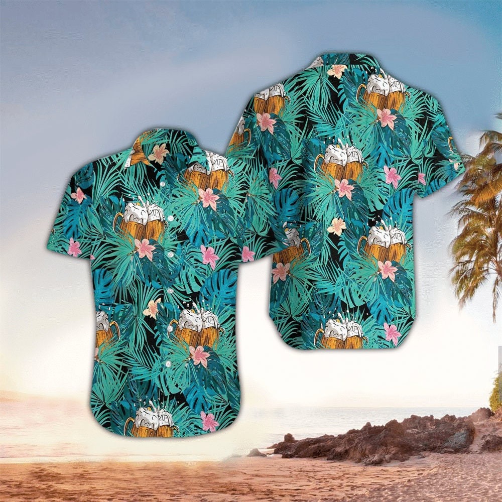 Tropical Beer Pattern Hawaiian Shirt