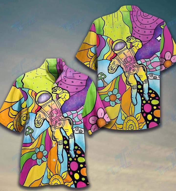 Trippy Astronaut In The Ocean Hippie Galaxy Hawaiian Shirt