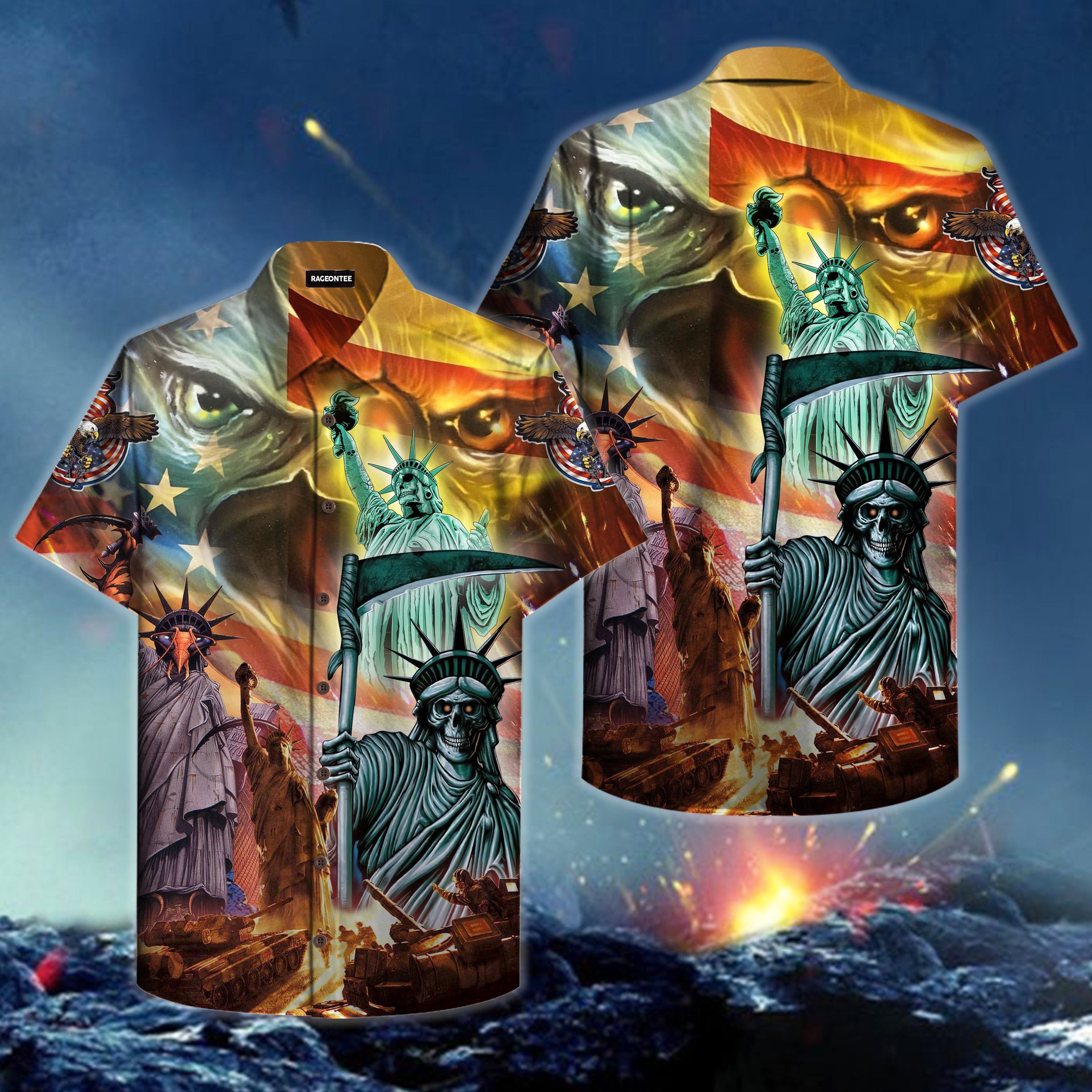 WWII State Of Libarity Hawaiian Shirt