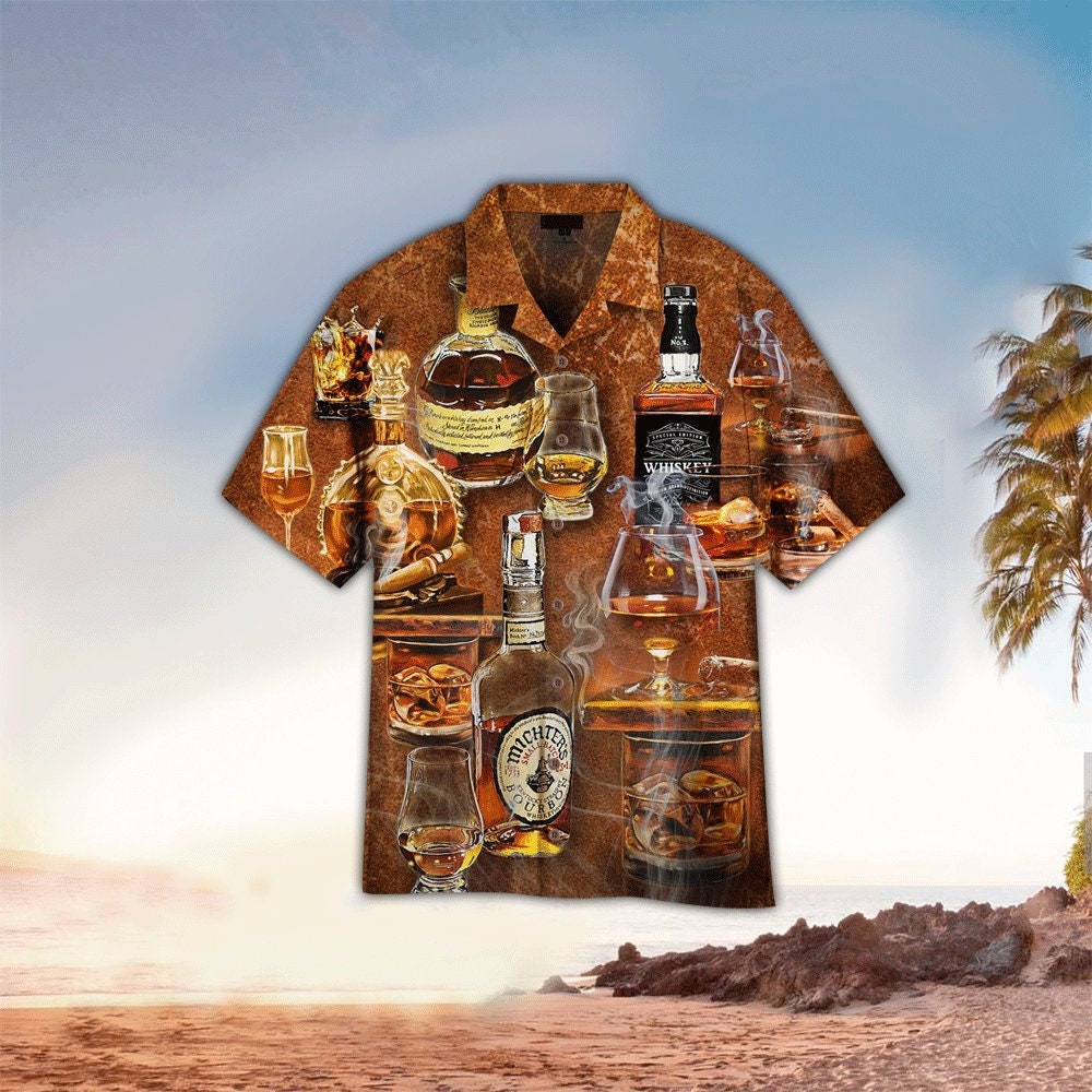 Whiskey & Food Pattern Hawaiian Shirt