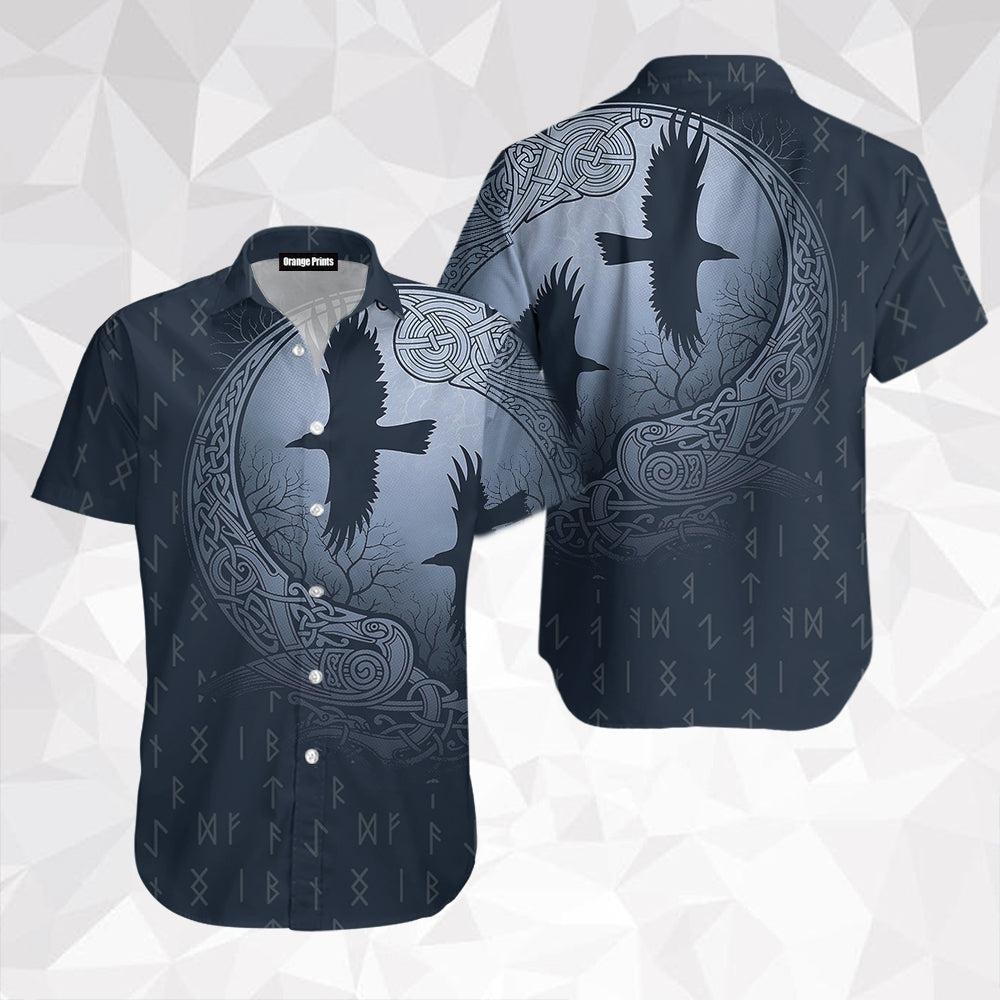 Raven And Odin’s Eye Blue Grey Hawaiian Shirt