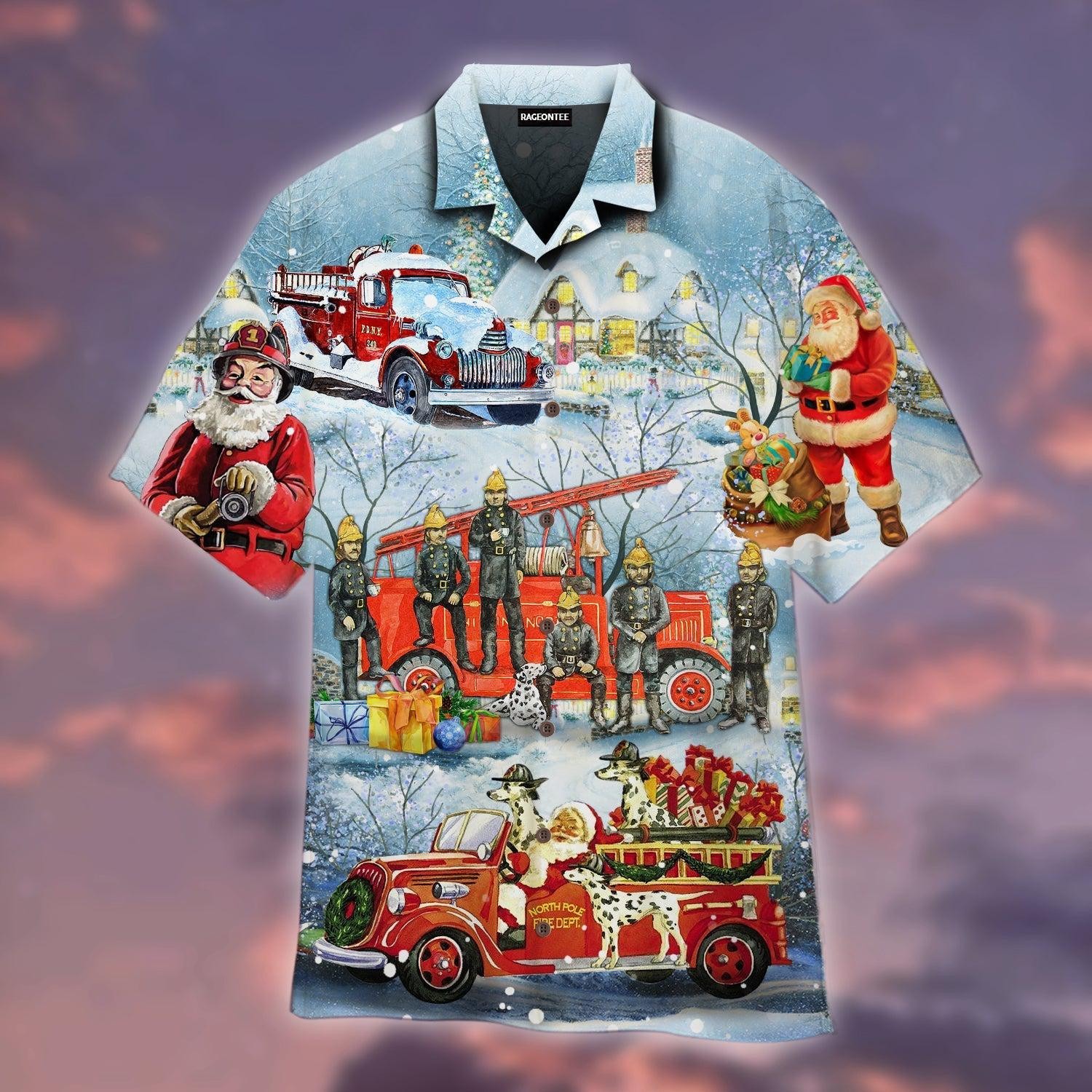Santa Firefighter Christmas Hawaiian Shirt