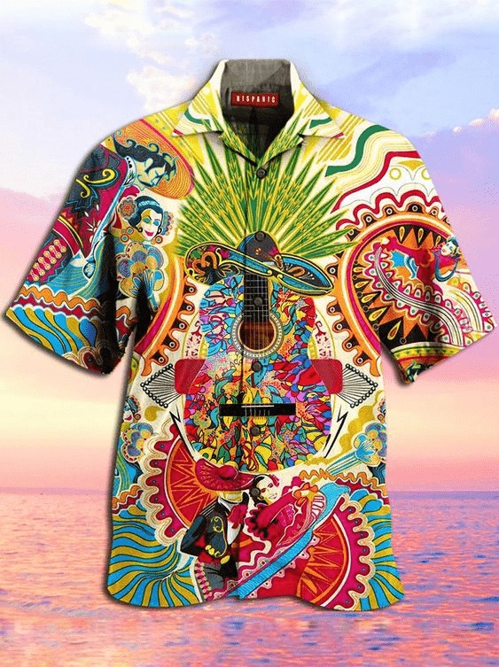 Hispanic Hippie Guitar Hawaiian Shirt
