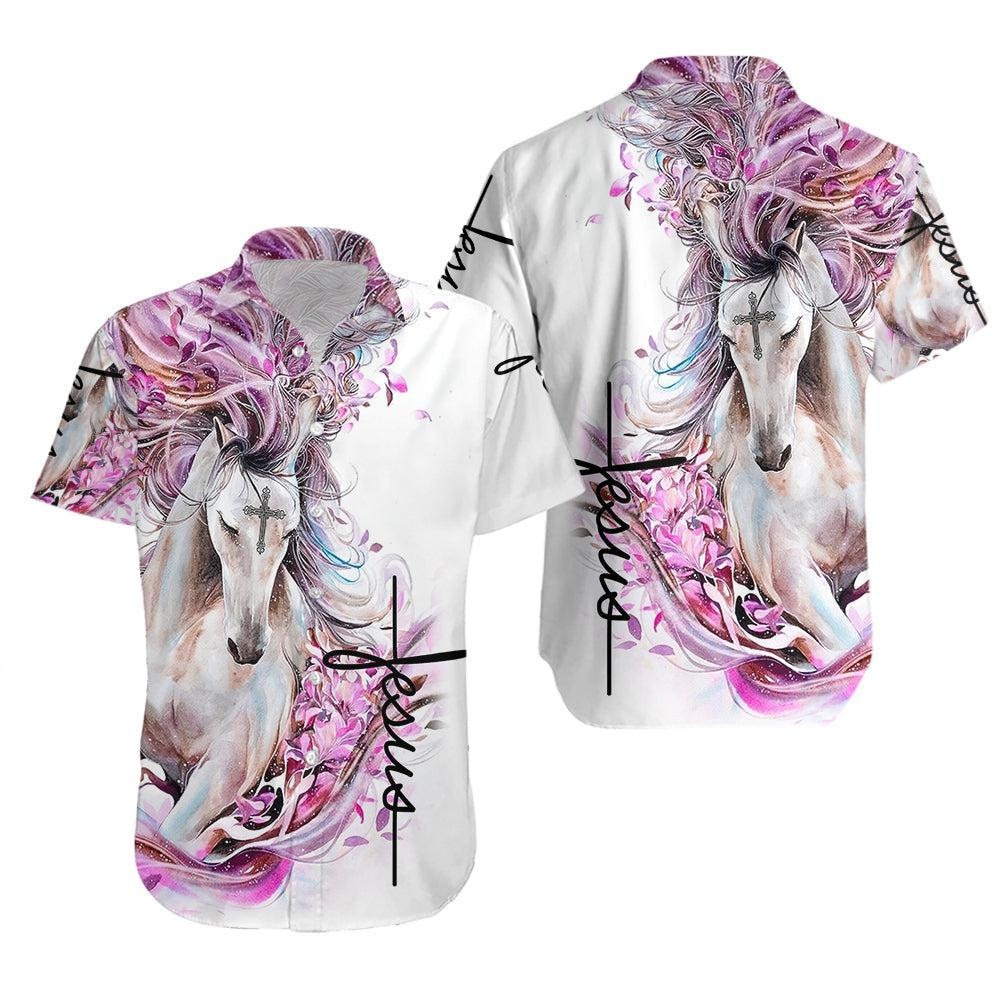 Pink Horse Jesus Hawaiian Shirt