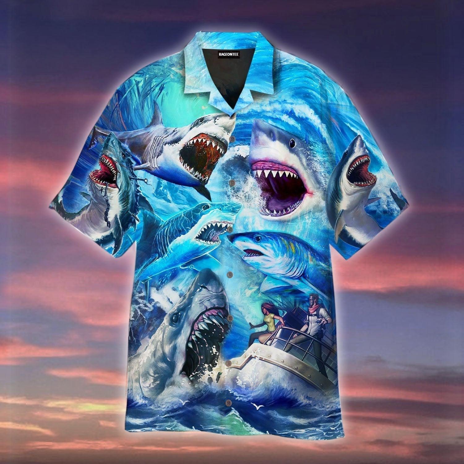 The Meg Shark Is Attacking Prey Hawaiian Shirt