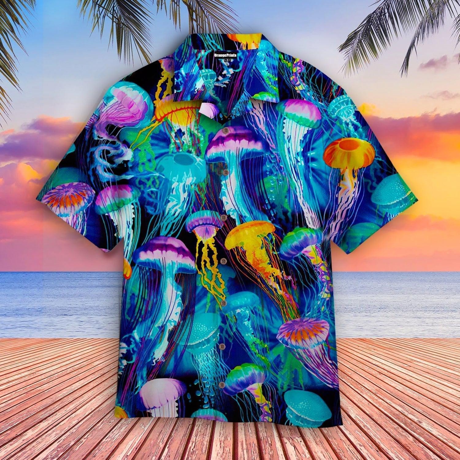 Rainbow Jellyfish Colorful Hawaiian Shirt
