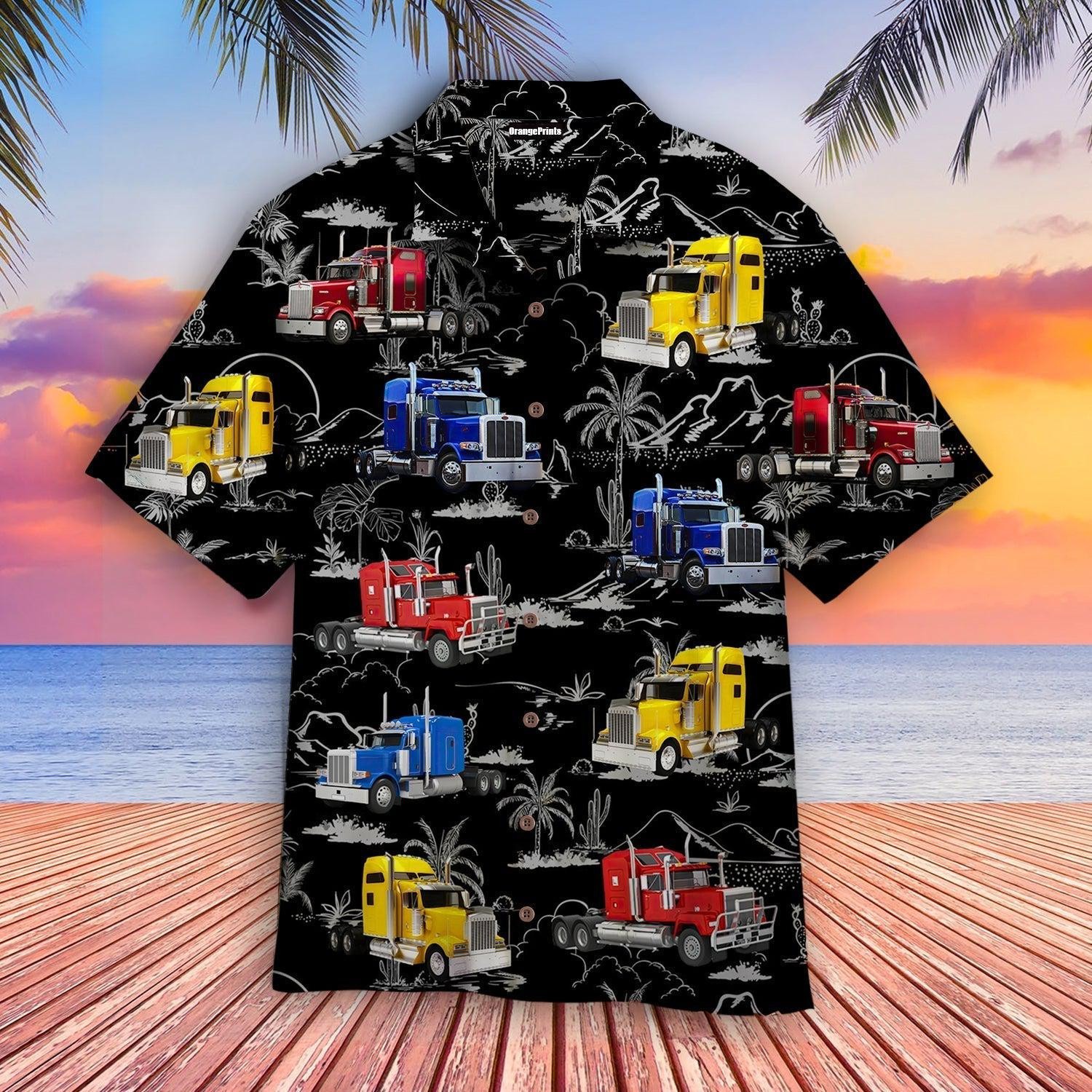 Semi Trailer Truck Hawaiian Shirt