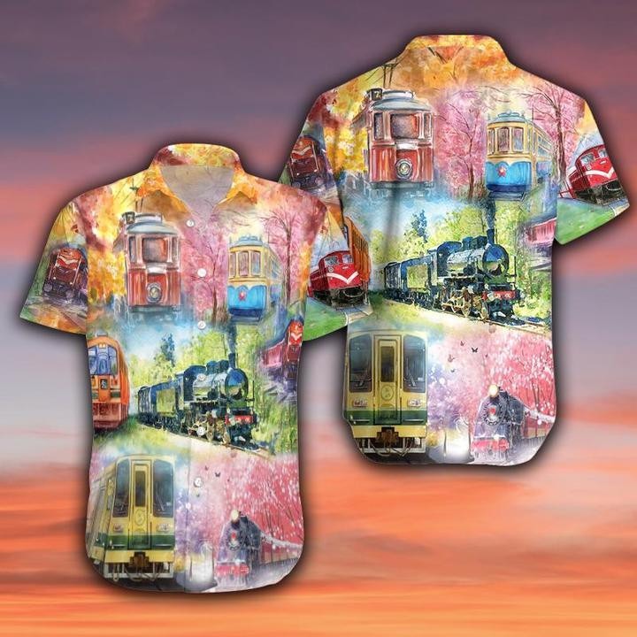 Take A Train Pink Hawaiian Shirt