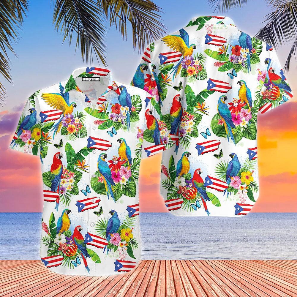 Puerto Rico Parrots Tropical Hawaiian Shirt