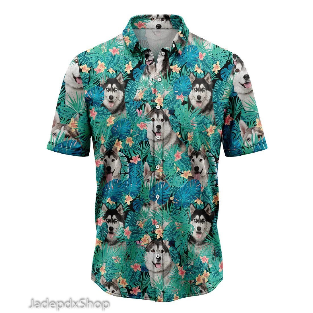 Siberian Husky Tropical Hawaiian Shirt
