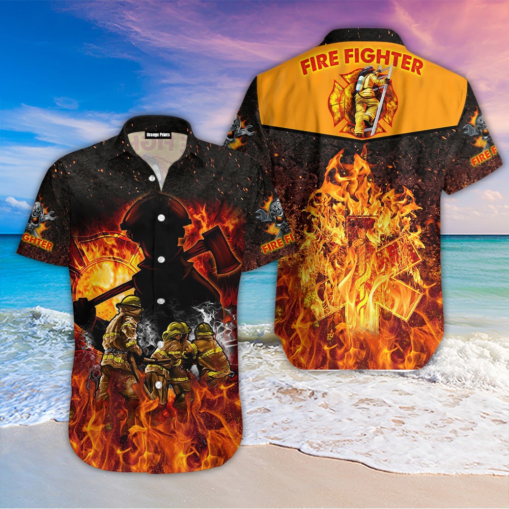 Proud of Firefighter Aloha Hawaiian Shirt