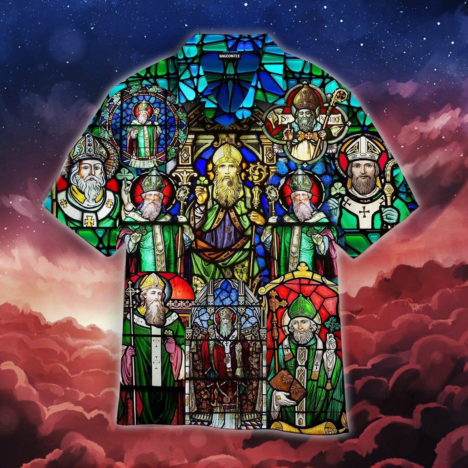 Saint Patrick’s Day Stained Glass Hawaiian Shirt