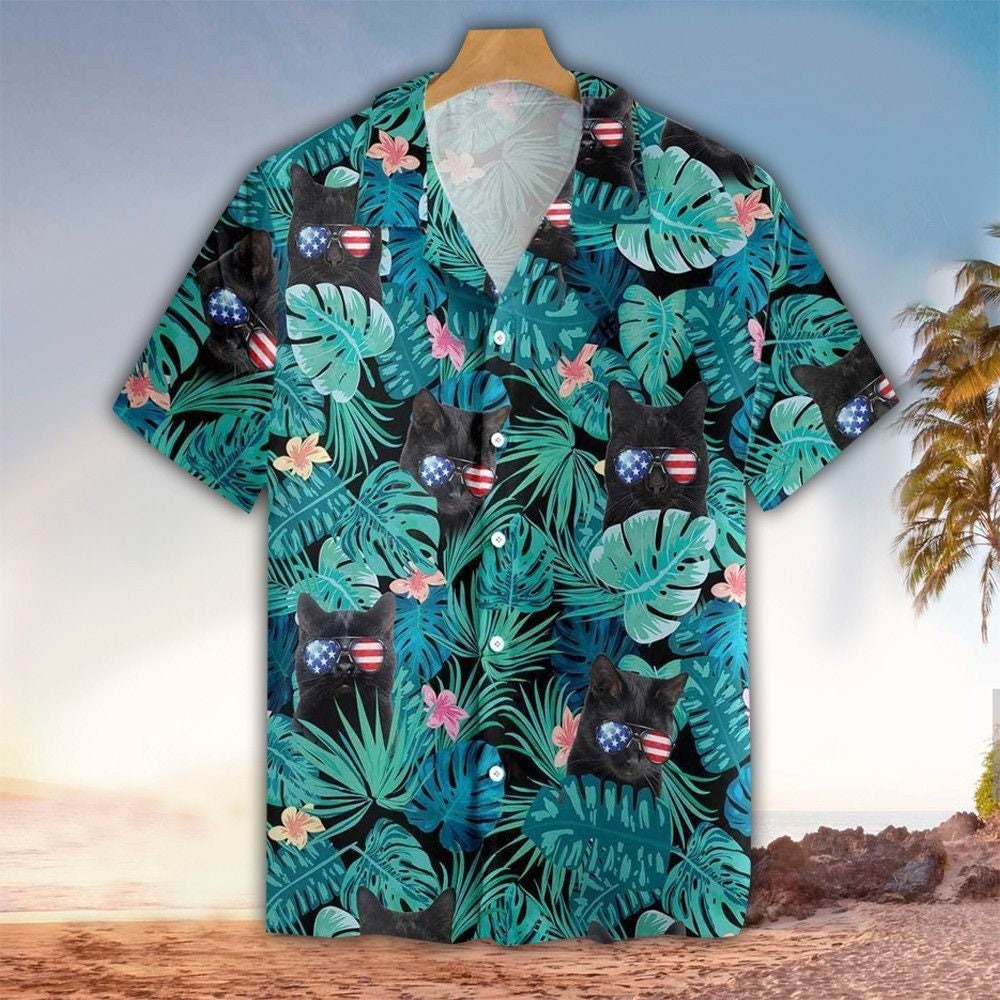 Tropical Patriotic Dog Hawaiian Shirt
