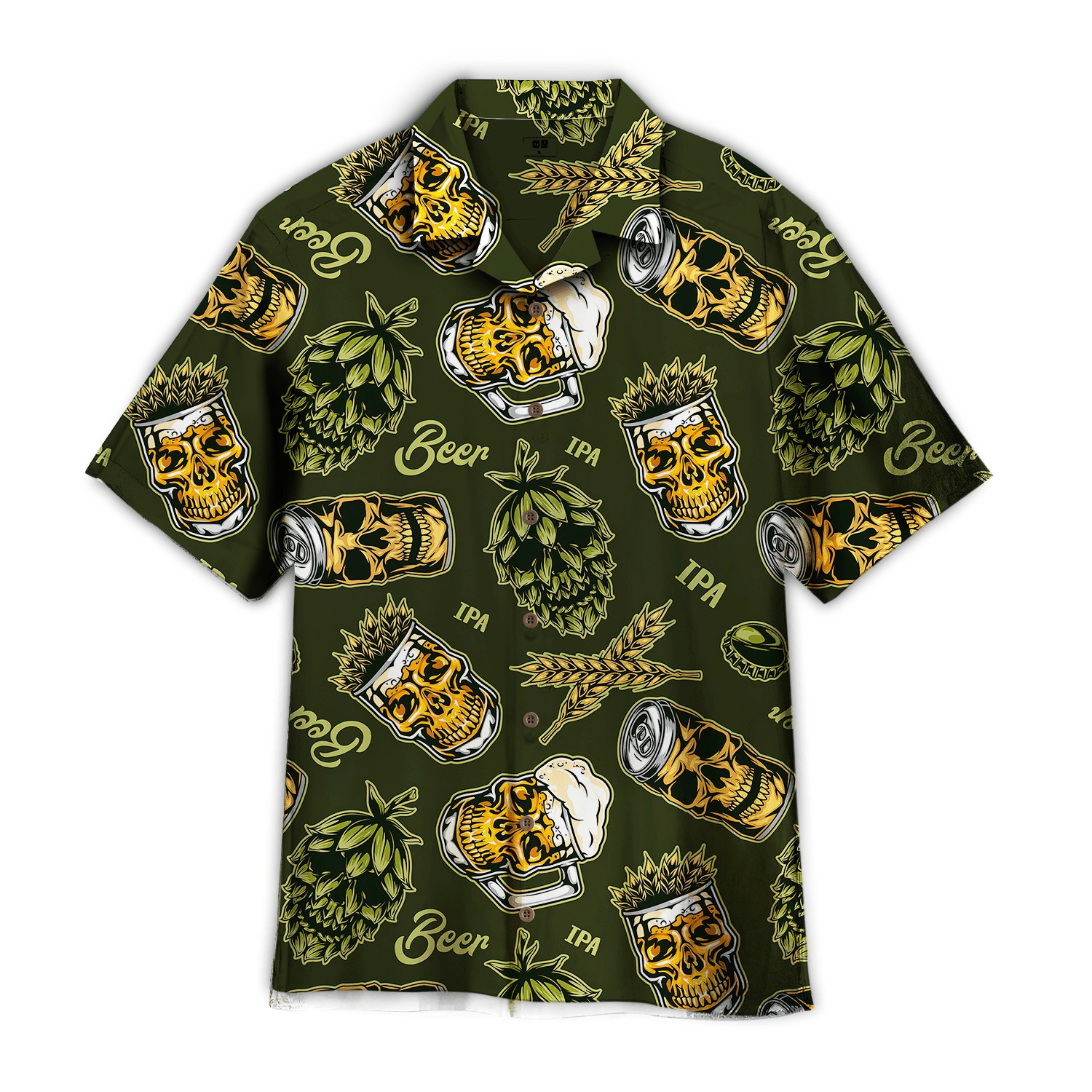 Vintage Beer Mugs In Skull Hawaiian Shirt