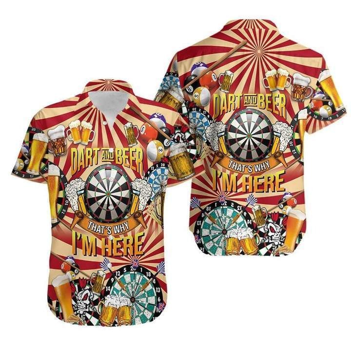 Dart And Beer Thats Why Im Here Hawaiian Shirt